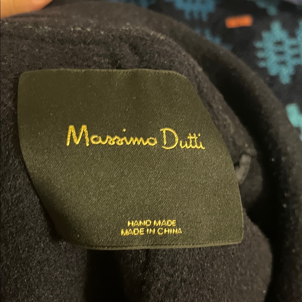 SOLD Massimo Dutti Hand Made Navy Blue Wool Wrap Coat - Picture 12 of 12